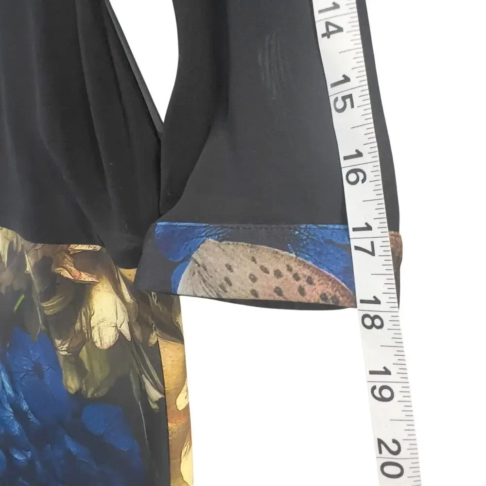 NU Denmark Dress Womens XS Black Blue Floral Sheer Button Romantic Goth Boho NEW